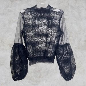 LOVE UNIVERSITY lace mesh crop top NWT SZ M